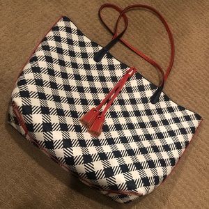 Mud Pie Reversible Tasseled Tote Bag